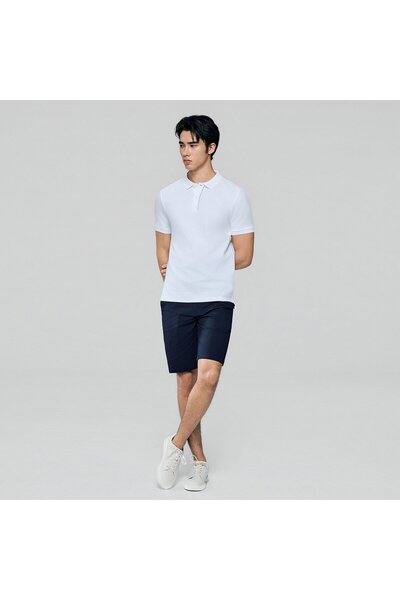 Giordano قميص بولو رجالي ضيق بقصة نحيفة وملمس بارد بلون واحد