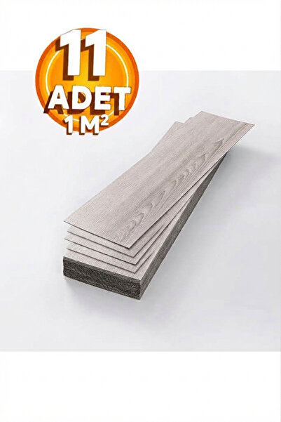 BienHome 11 Adet, 60x15 Cm 1 m² Açık Gri Meşe, Gri-Bej Tonlarında Esnek Yıkan...