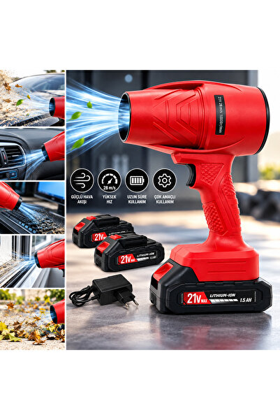 Sonlight 21V Akülü Şarjlı Hava Üfleme Makinesi – 2 Akü – 28 m/s Güçlü Hava Ak...