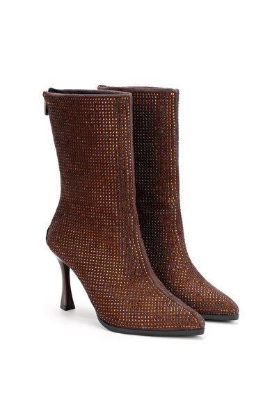 Melvoria Women's Printed Zippered Thin Heeled Boots
