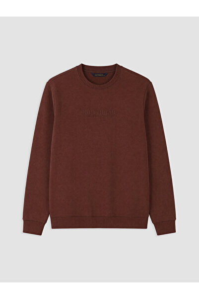 LC Waikiki Özmarka New Season Brown Crew Neck Thick Men's Sweatshirt