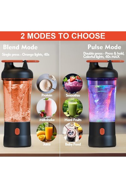 EQURA Portable Blender 25 oz for Juices and Shakes with 6 Blades, Compact Personal USB C Rechargeable Blender, Fruit Juice Blender for Home, Office, Travel, and Gym (Black)