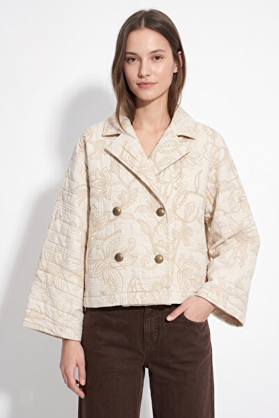 zenne Printed Quilted Jacket 202704 - Stone