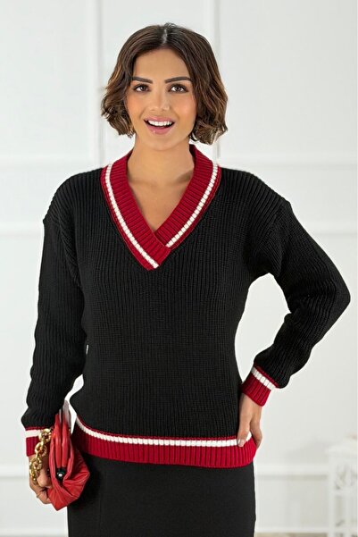 Nevin Kaya Moda Black Color College Sweatshirt