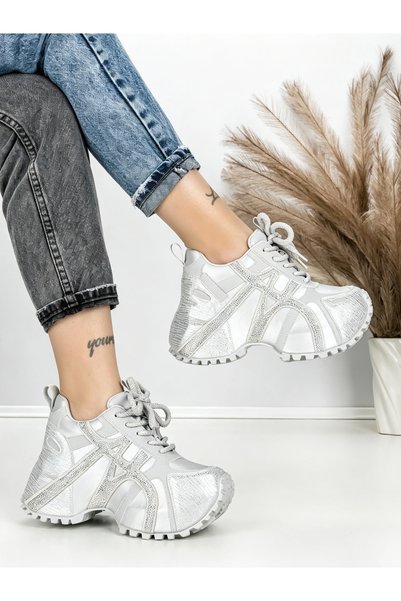 mei Women's sports shoes with gray platform made of eco- Leather Drinria