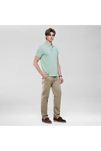 Giordano Men's Slim Fit 3D Lion Embroidery Lycra Pique Polo
