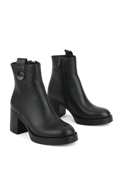 Ziya , Women's Genuine Leather Boots 163359Z627 Black