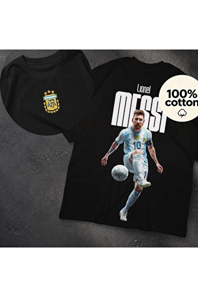 MUZİ تي شيرت THE GOAT MESSI مطبوع عليه رسومات نادي الاتحاد 1927، مصنوع من الق...