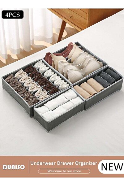 DUNISO 4 pcs Wardrobe Clothes Organizer Sock Underwear Drawer Organizer Divid...