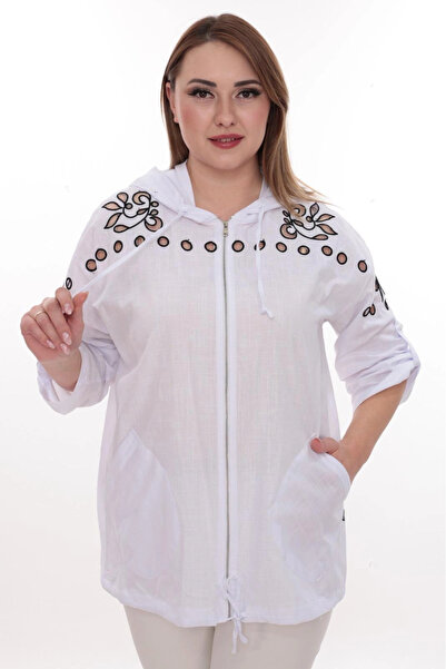 Lady Majestic Cardigan cu glugă din bumbac 100% mărime mare – Design conforta...