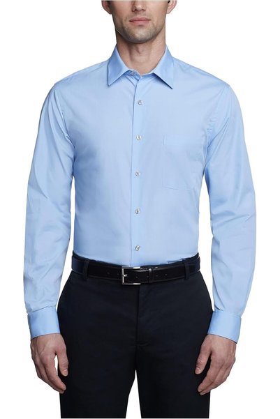 VAN HEUSEN قميص رجالي رسمي ملائم من قماش البوبلين سادة