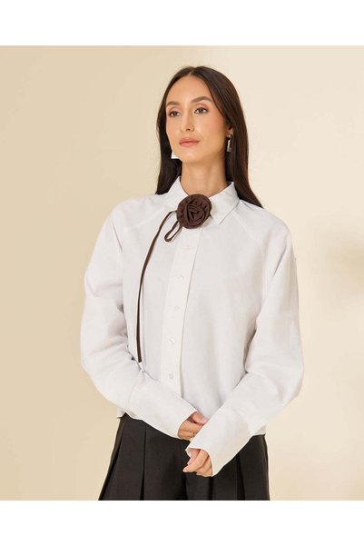 REDTAG Women White Bow Tie Collared Blouse
