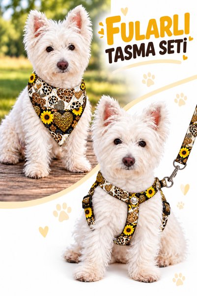 Angelapets Adjustable Scarf, Chest Harness and Travel Strap Set of 3