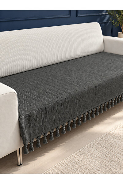 Nest Touch Nola 115x200 cm Yıkanabilir Saçaklı Koltuk Örtüsü – Şık Dokulu Kan...