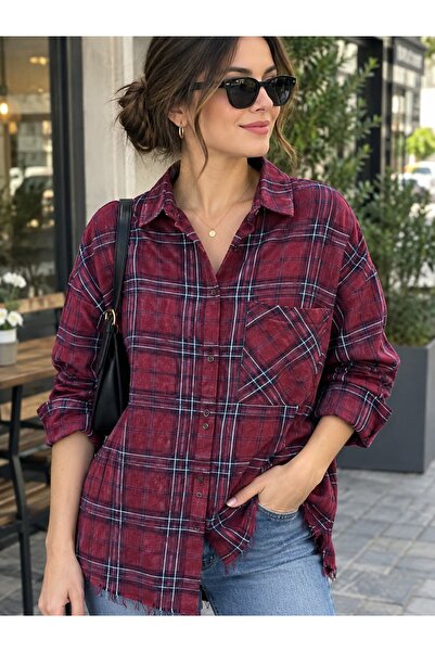 Patiskha Wwomen Ekose Gömlek %100 Pamuk Altan Yırmaçlı Model
