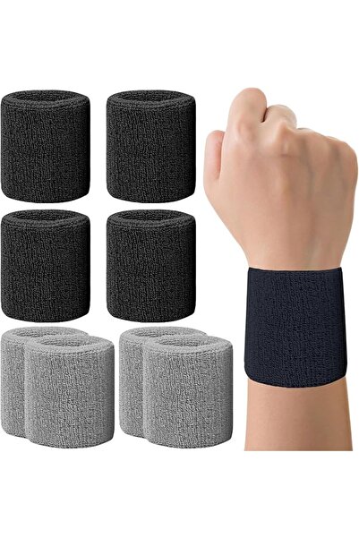 GENERAL 8 Pack Wrist Sweatbands Tennis Wrist Bands Absorbent Sweat Band for M...