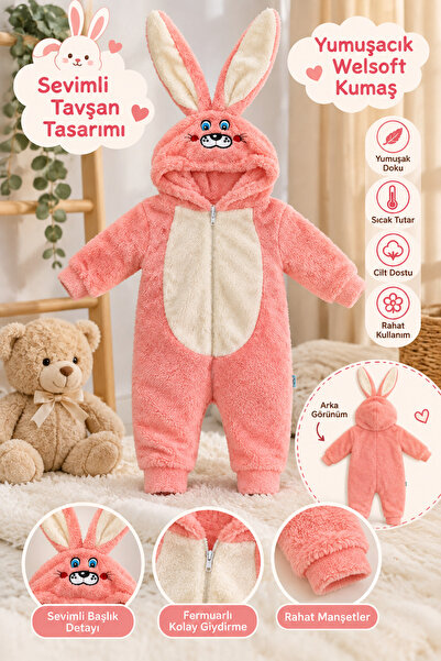 MİNNOŞŞ Pembe TAVŞAN Welsoft Bebe Tulum