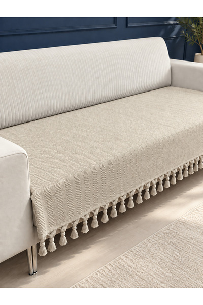 Nest Touch Nola 115x200 cm Yıkanabilir Saçaklı Koltuk Örtüsü – Şık Dokulu Kan...