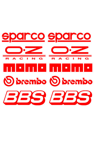 Oracal Set of 2 sets of Auto Racing Stickers – Sparco, O.Z Racing, Momo, Brem...