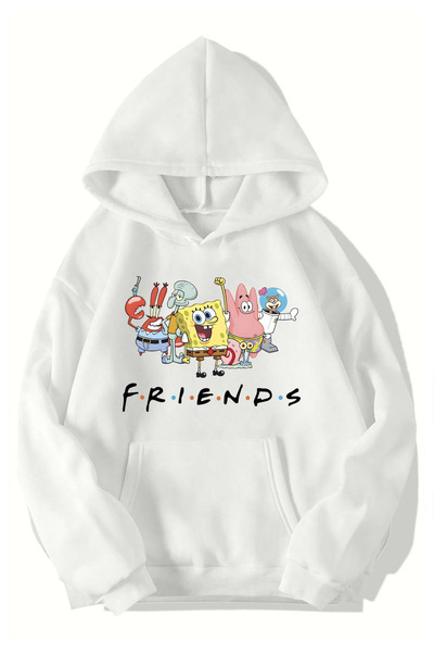 BRZ COLLECTION Hanorac unisex supradimensionat Sunger Bob Friends (ALB)