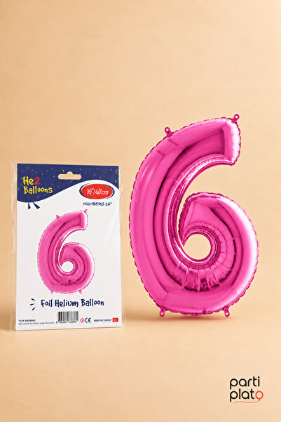 He2 Balloons Pink Foil Balloon Number 6, 16 Inches 40 Cm, 6 Year Old Balloon,...