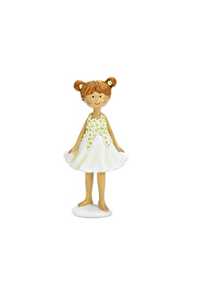 DecoDepot Girl-flower figurine, white, 10x20x6 cm
