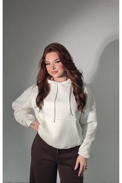 ayşenur Dinçer butik Wings Taşlı Sweatshirt Beyaz