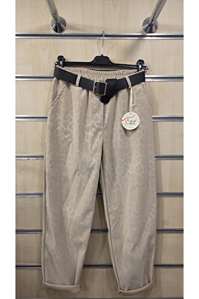Park Moda Italian Trousers with Leopard Pattern and Leather Look