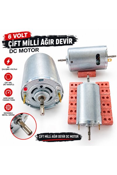 JDM 6V Çift Milli Ağır Devir DC Motor Yüksek Torklu Çift Taraflı Motor dc