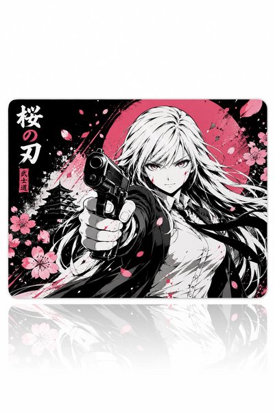 urzuva Sakura Gunslinger 48x40 4mm Gaming Oyuncu Mouse Pad Kaymaz Taban Dikiş...
