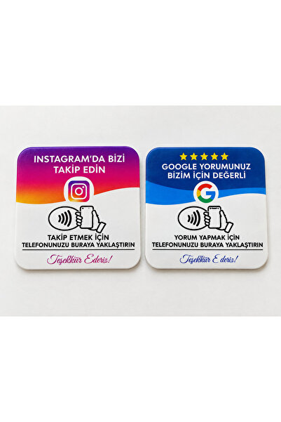Nfc Google yorum instagram takip kartı 2’li set