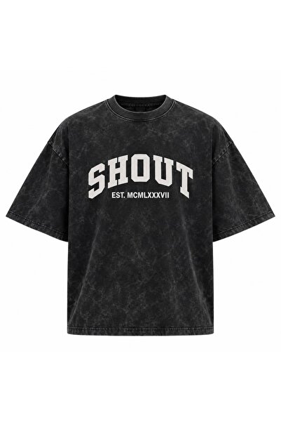 Shout College Acid Wash Heavyweight Unisex Boxy Fit T-Shirt