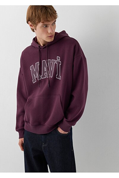 Mavi Logo Printed Hooded Oversized Men's Sweatshirt.