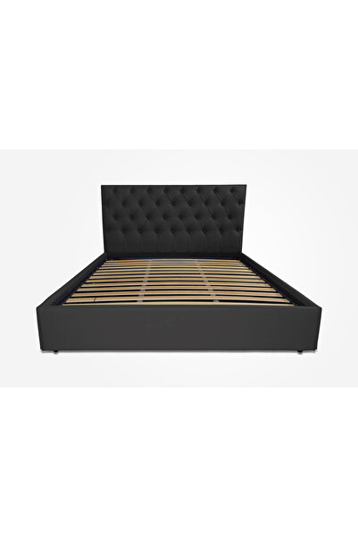 Timflex Pat cu somiera fixa Imperia 140x190 cm Piele ecologica Negru