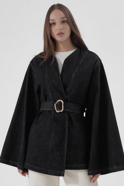 Shopping Shop Jachetă din denim cu curea NEGRU