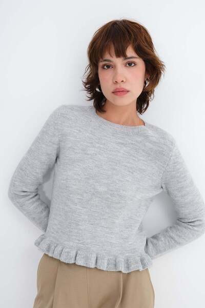 Addax Ruffled Skirt Knitwear Sweater K3508