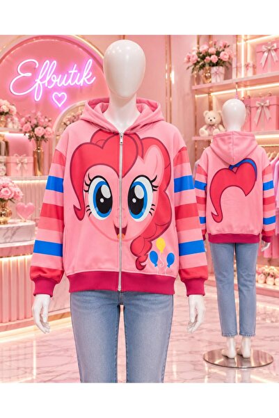 EFBUTİK Pembe My Little Pony Pinkie Pie Kapüşonlu Şardonlu Hırka