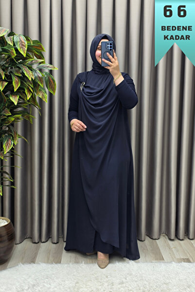Elmas Tesettür Women's Clothing Plus Size Buckled Chiffon Sandy Fabric Abaya