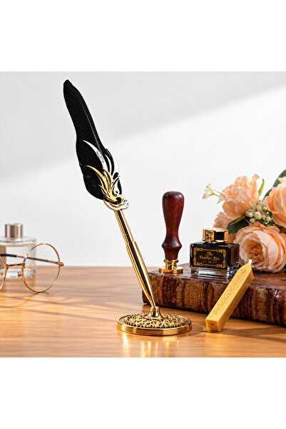 PYKA HOME SHOP Set caligrafie vintage, cu Pana si Carnet, Royal Script Collection, Stil Retro, Penita Metalica, Cerneala si Suport, Caligrafie Artistica, Set Premium cu Accesorii complete