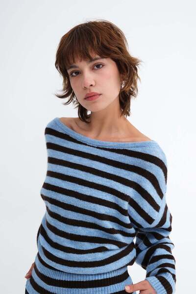 Addax Striped Knitwear Sweater K3556
