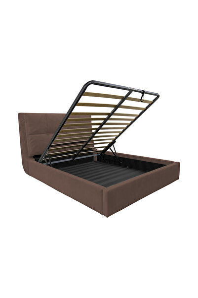 Timflex Pat Rabatabil cu Lada Depozitare BOLD 180x190 cm Piele ecologica Maro...
