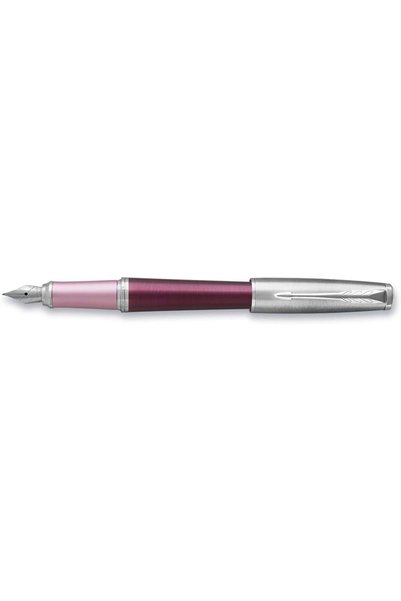 Parker Urban Premium Deluxe Fountain Pen, Medium Nib, Chrome Metallic Finish, (Purple Color)