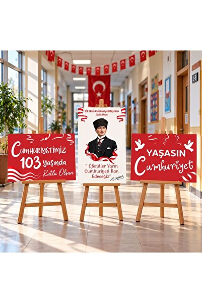 Ti Play 29 Ekim Cumhuriyet Bayramı 103. Yıl 3'lü Mukavva Afiş Seti 50x70 cm Ş...
