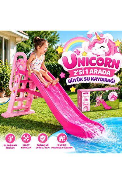 Golden Rainbow DOLU Unicorn 2si1 Arada Büyük Su Kaydırağı
