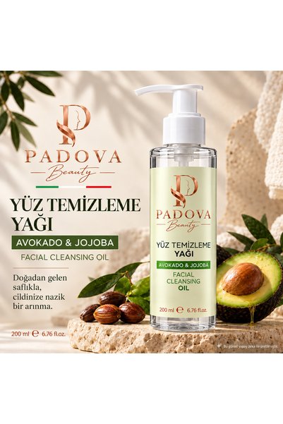 Padova Beauty Avokado & Jojoba Yüz Temizleme Yağı 200 ml - Makyaj, Fazla Yağ ve Günlük Cilt Temizliği
