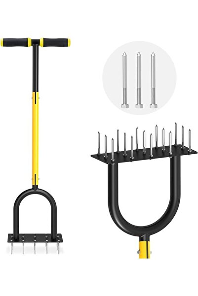 Yelajoy Lawn Aerator Tool, 115CM Pre-Assembled Plug Soil Aerator with Extra L...
