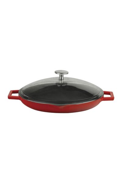 Lava Cast iron frying pan with lid, 26 cm, "Glaze" range, red - brand