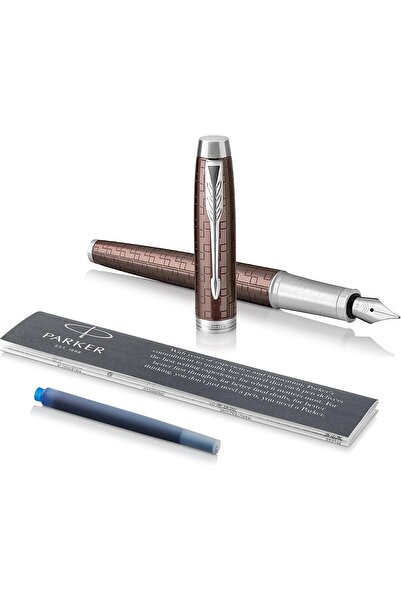 Parker IM Fountain Pen, Polished Metal, Fine Nib, with Blue Ink Refill, Model...