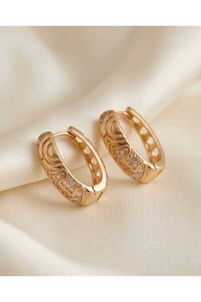 RSB Bijuteri ve Aksesuar Küpe LUXE Seri Taşlı Gold/Rose Renk Kaplama + Hediye...