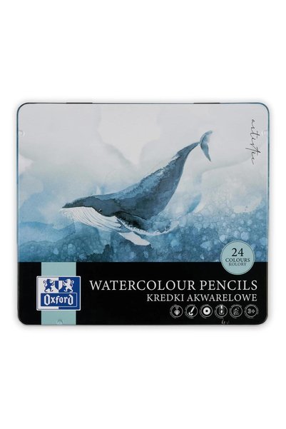 Oxford Set 24 creioane colorate in cutie de metal, Oxford, Watercolour